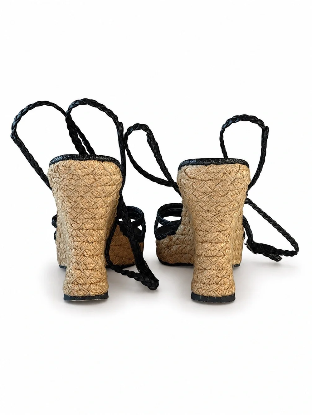 Sam Edelman Black Mindie Espadrille Ankle Strap Platform Wedge Sandals Size 7